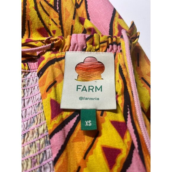 Farm Rio Jumpsuit Banana Print Linen Blend Halter Ladies Size XS Smocked Crop - Picture 10 of 15